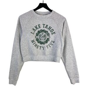Urban Outfitters Womens (S) Lake Tahoe Crop Sweatshirt Fleece Gray Raglan